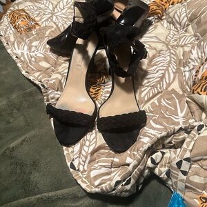 BCBGMaxAzria Black Braided Strap Heels